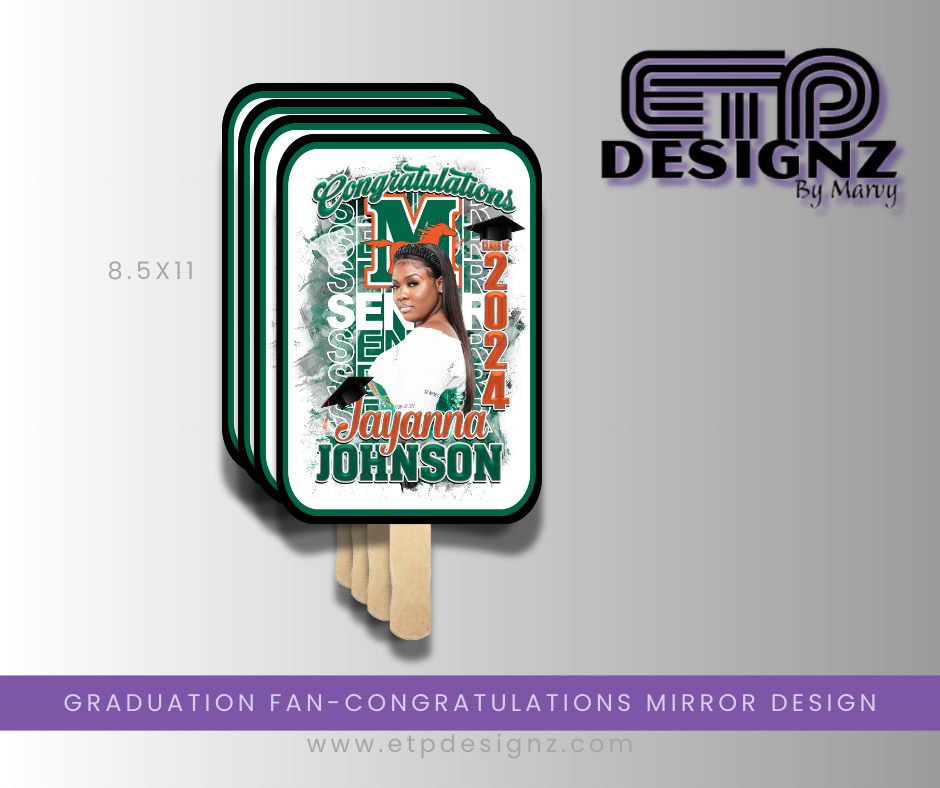 Custom Graduation Fan--Congratulations Mirror