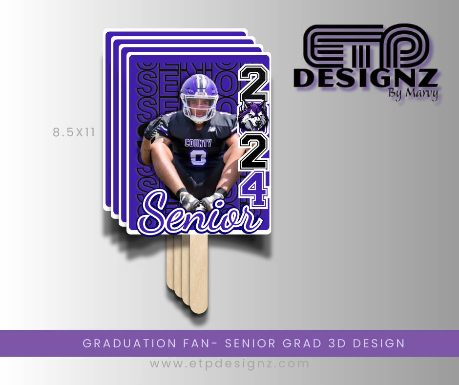 Custom Graduation Fan--3D Stacked Text